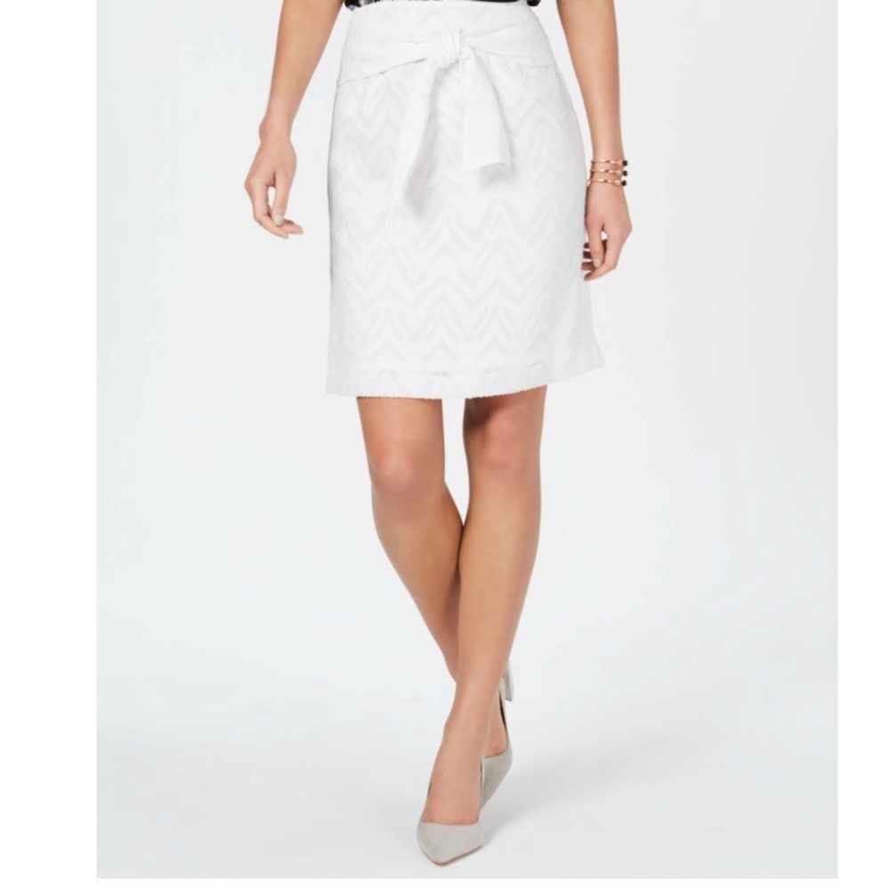 Nine West Ivory Flowery Meadow Waist Tie Skirt